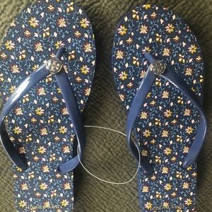 Navy Floral Tory Burch Flip Flop Sandals